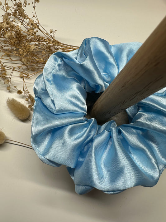 Baby Blue Satin Scrunchie