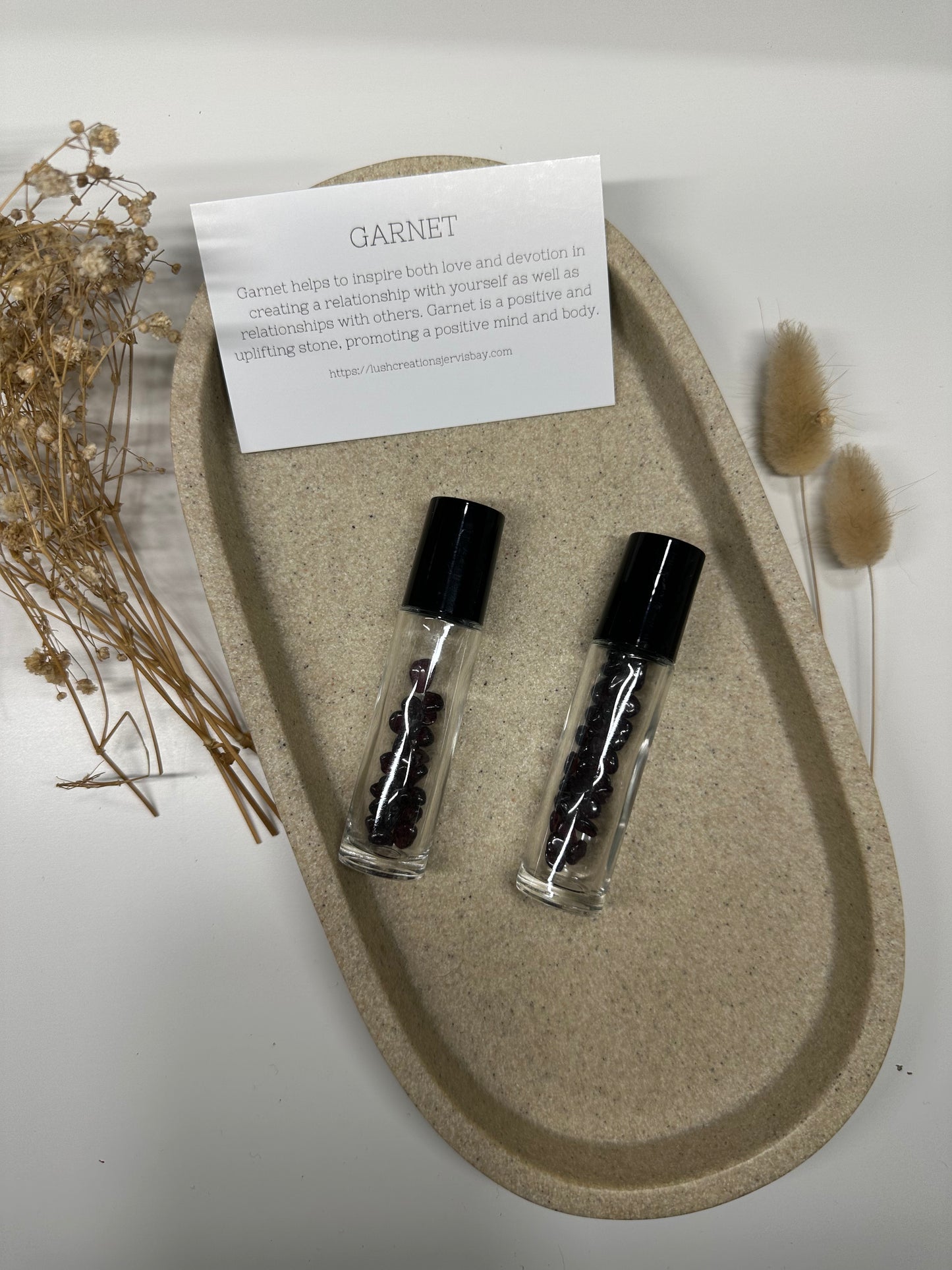 Crystal essential oil roller 'Garnet'