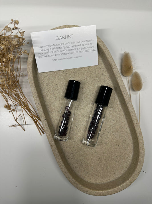 Crystal essential oil roller 'Garnet'