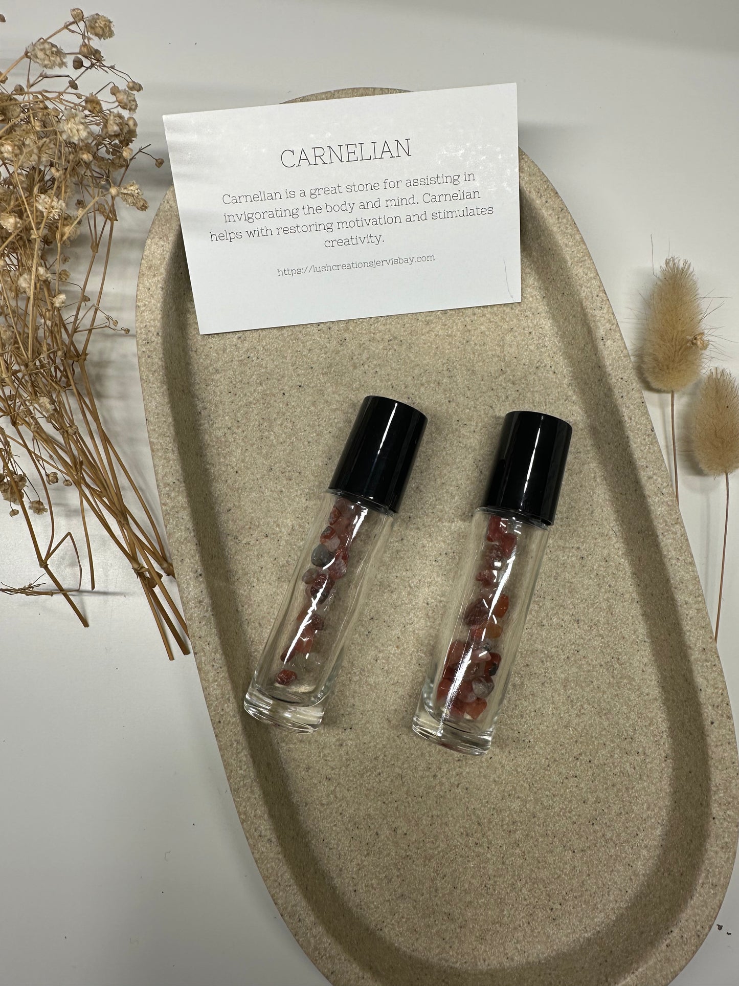 Crystal essential oil roller 'Carnelian'