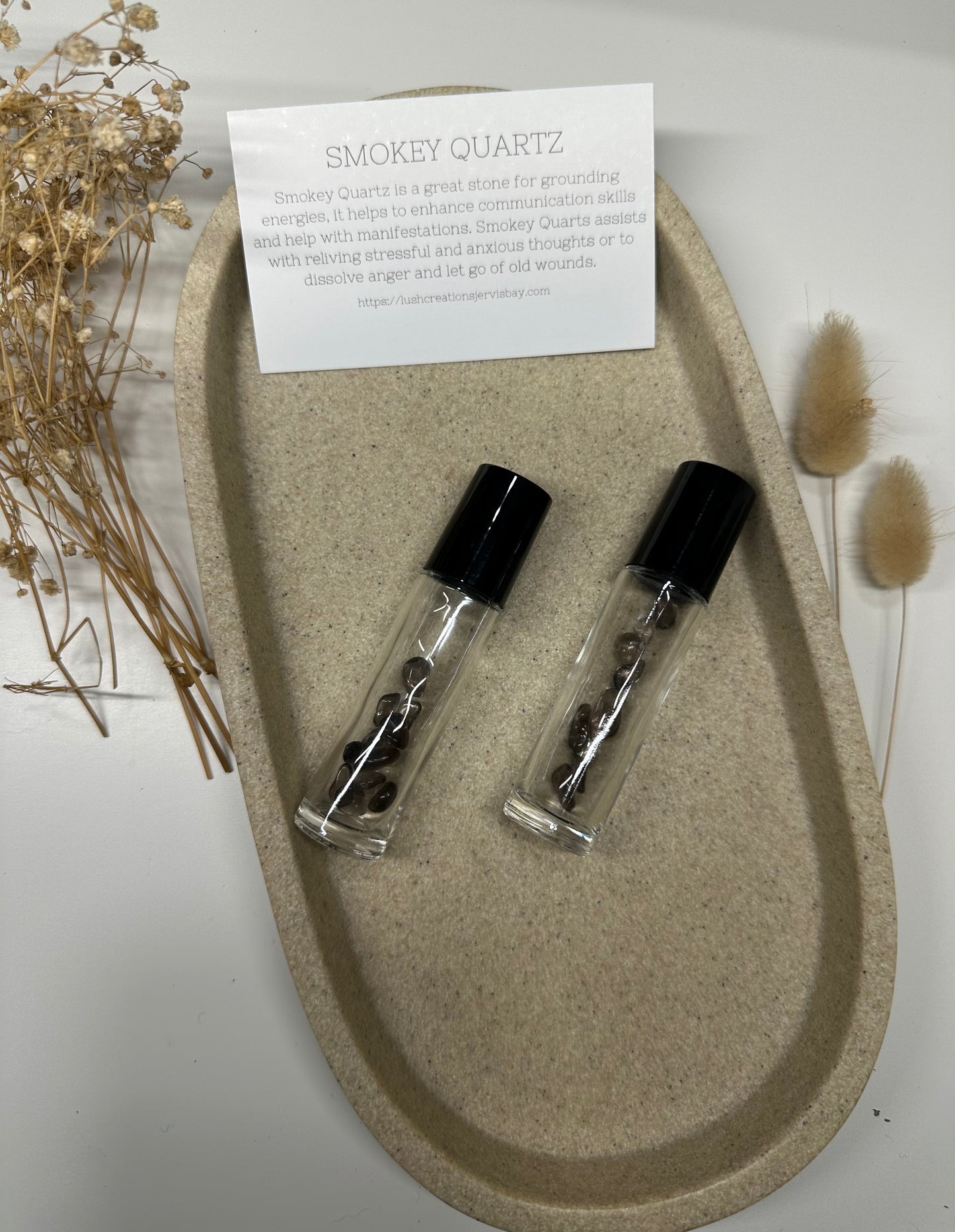 Crystal essential oil roller 'Smokey Quartz'