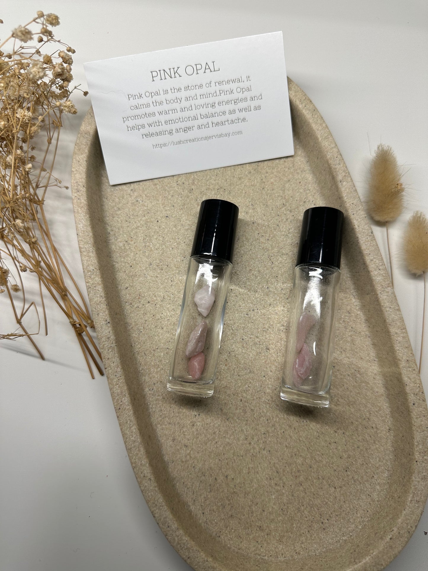 Crystal essential oil roller 'Pink Opal'