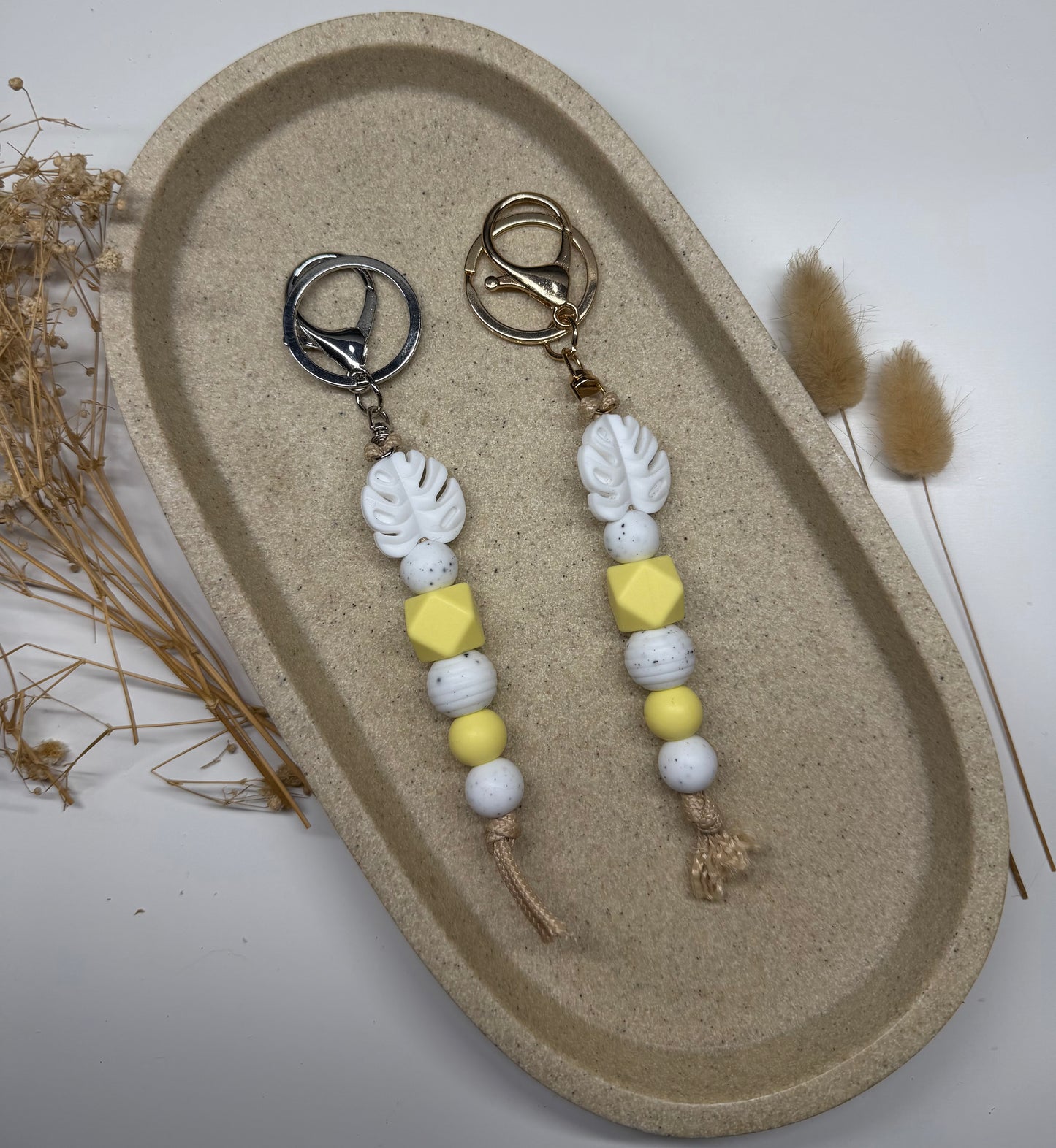 Yellow 'Monstera' Keychain
